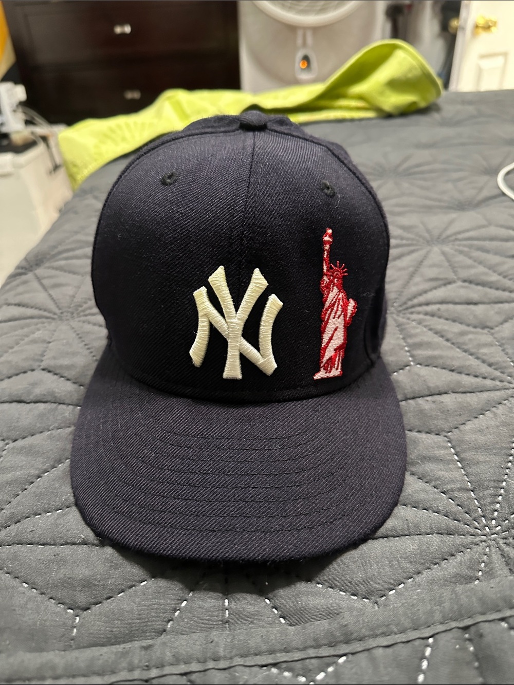 Yankee NYC Navy Cap with Red Statue of Liberty Accent